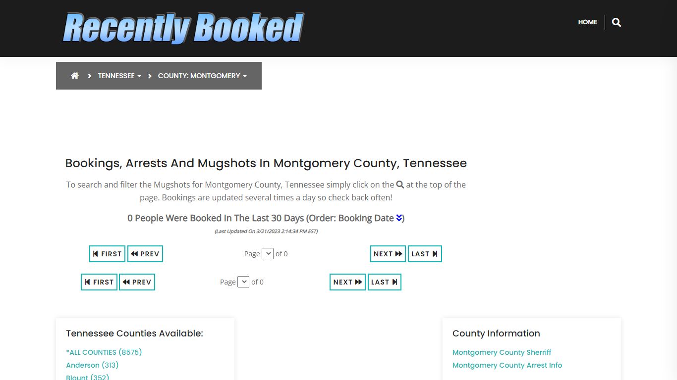 Bookings, Arrests and Mugshots in Montgomery County, Tennessee