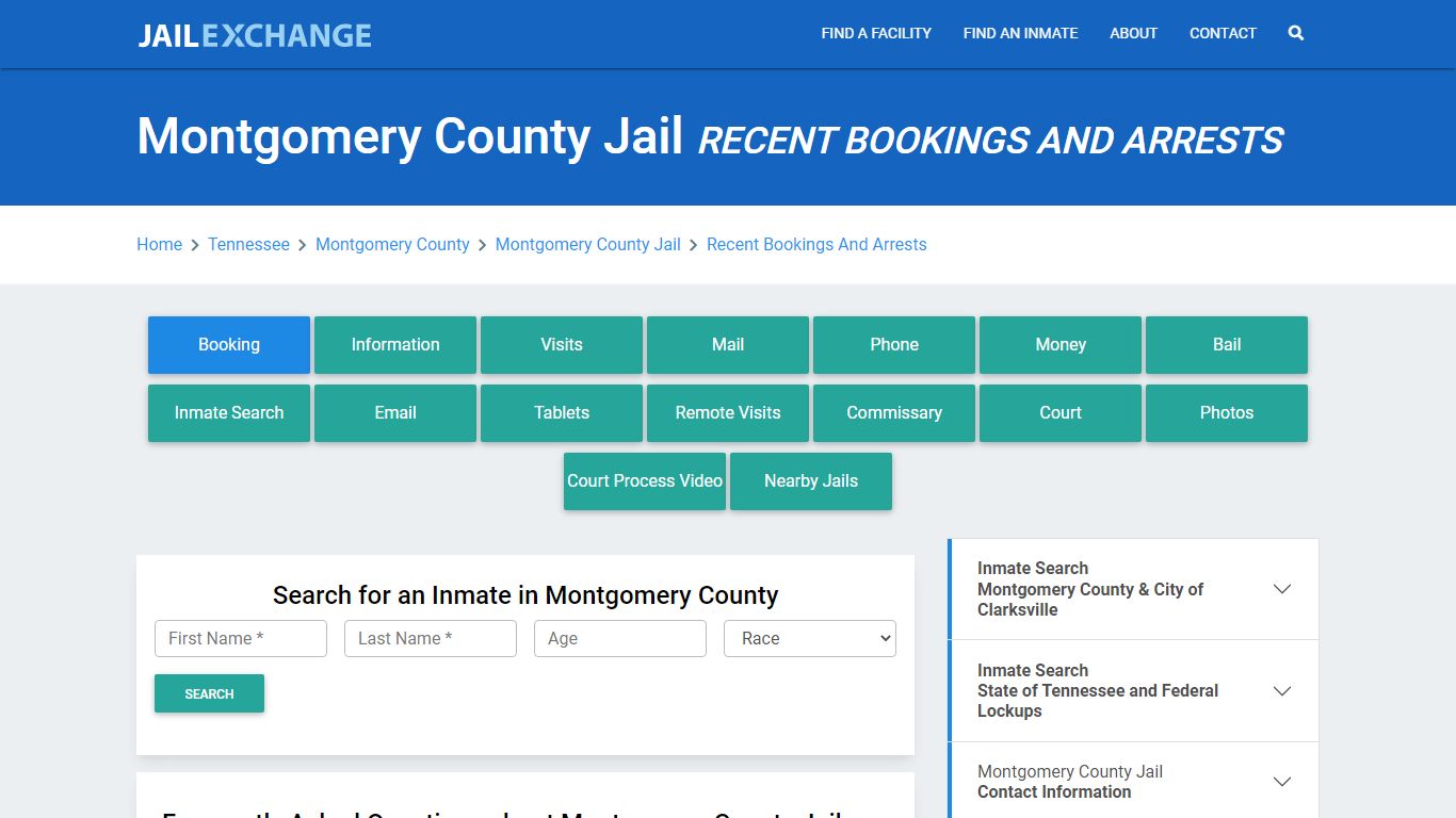 Montgomery County Jail TN Recent Arrests and Bookings
